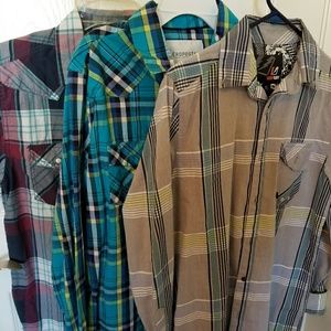 Lot of 3 plaid button up shirts
